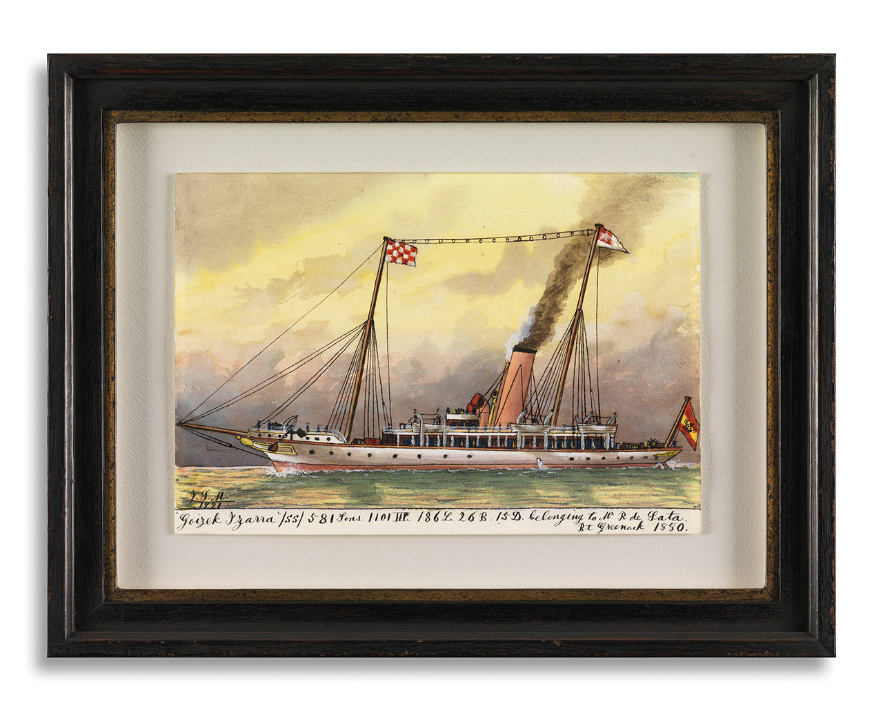 Set of Four Pierhead Ship Paintings
By James Scott Maxwell
Finely detailed pen, ink and watercolour on paper
In bespoke handmade frames,
British, early twentieth century.
11.5