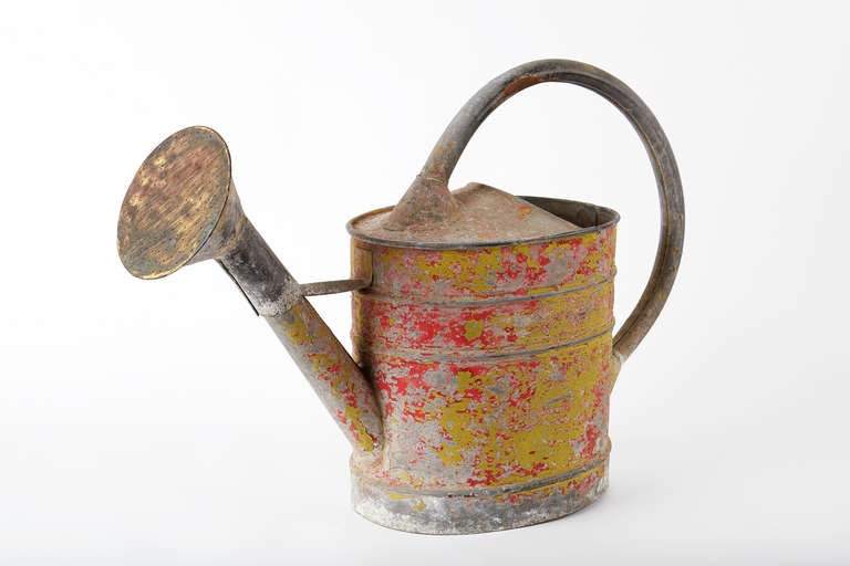 Zinc with Interesting Historic Paint Surface 
Northern European, c1900 

In amazing untouched original condition, this vintage working gardener’s Watering Can is a master class in original historic paint surface. Cupped cracked and crusty,