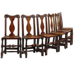 Antique Set of Six Queen Anne Period Dining Chairs