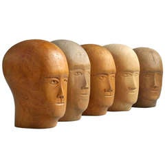 Group of Five Head Form Milliner's Lasts