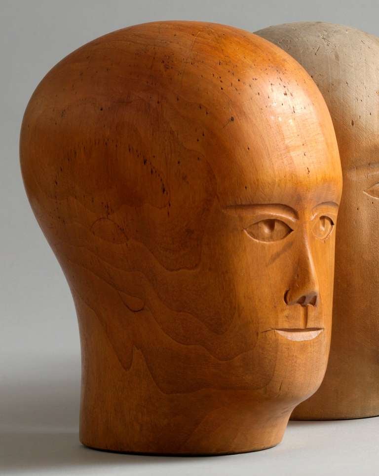 Folk Art Group of Five Head Form Milliner's Lasts