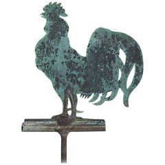 Antique Fine Silhouette Cockerel Form Weathervane