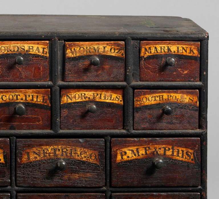 English Unusual Diminutive Nest of Early Apothecary's Drawers