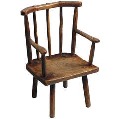 Delightful Primitive Comb Back Child's Windsor Armchair