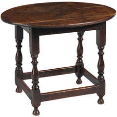 Antique 17th Century Oval Baluster Leg Table