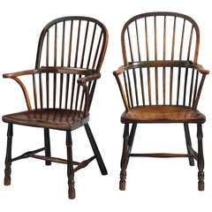 Used Two Georgian Double Bow Windsor Armchairs