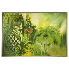 Large Signed Hollywood Regency Oil on Canvas/Painting 4
