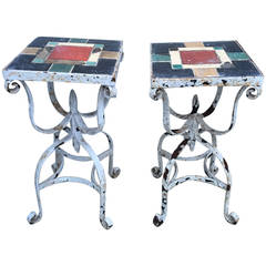 Pair of Iron Tile Top Tables 4