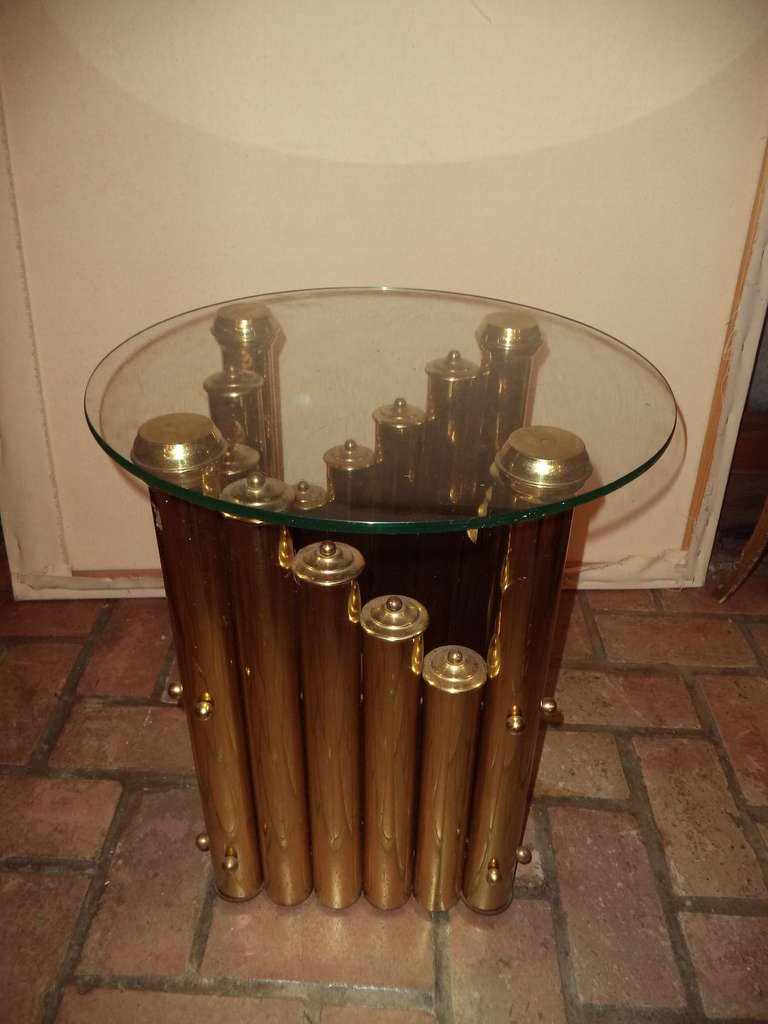Pair of Hollywood Regency Tubular Brass and Glass Tables 2