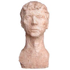 Large Terracotta Sculptural Bust of a Man