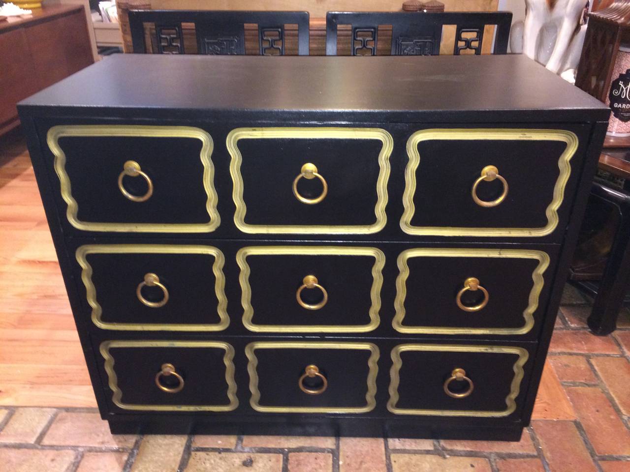 Dorothy Draper Style Espana chest of drawers. Freshly refinished and painted. Unsigned.