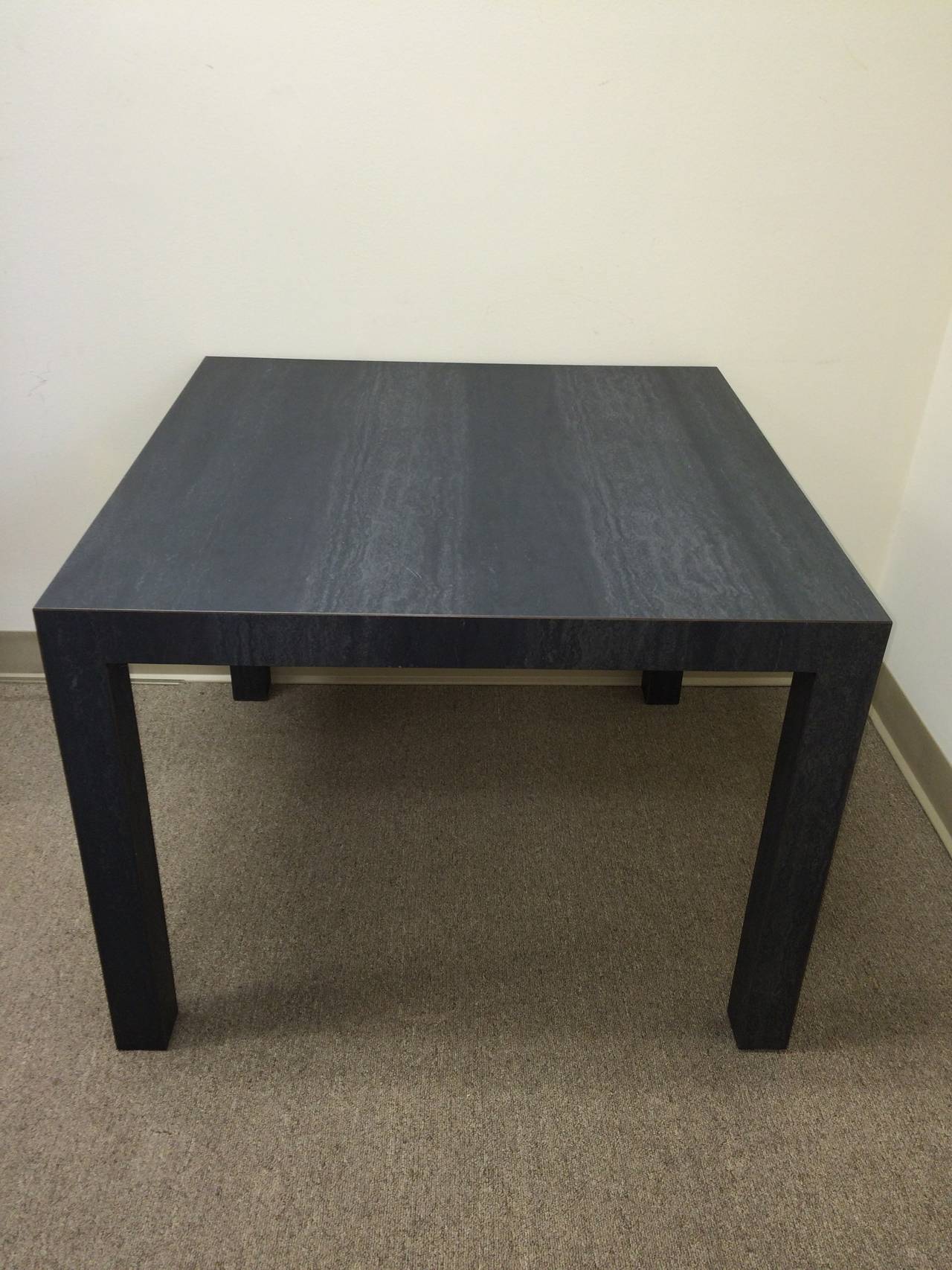 Faux Slate gray square Parsons table. Laminated from the 70's. Very good condition.Great for office or home.