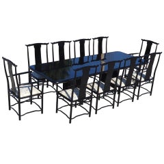 Black Lacquered Dining Room Set with ten chairs