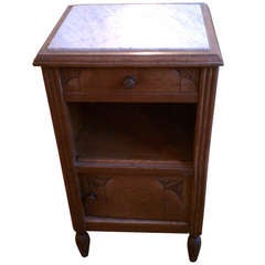 French Art Deco Marble Top Nightstand