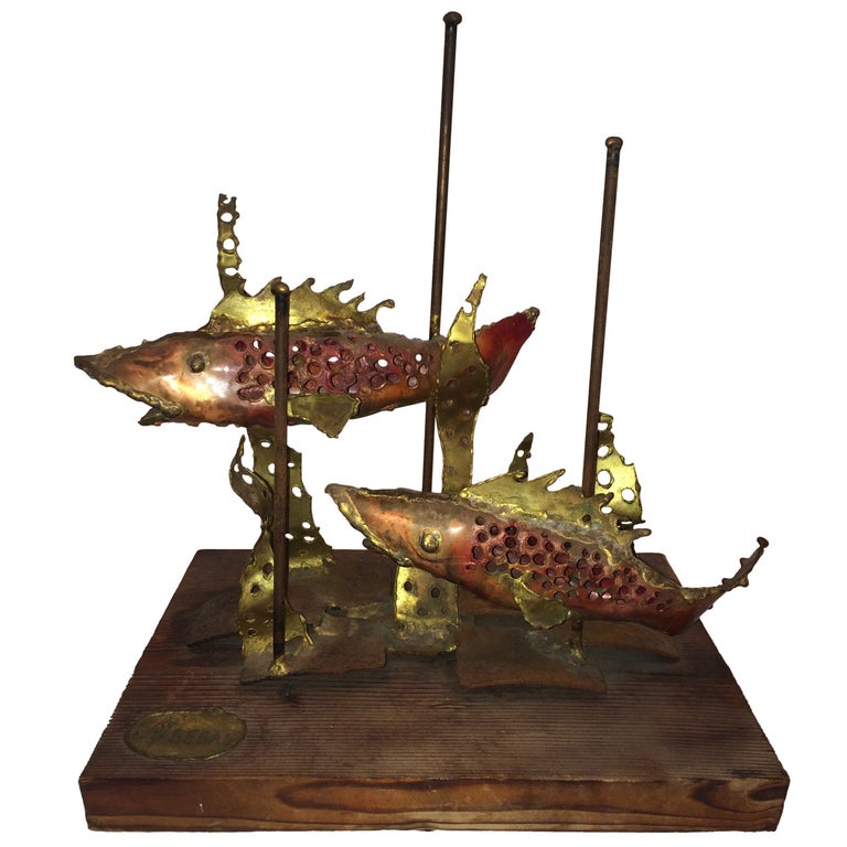 Signed Brutalist Sculpture of Fish by Segal For Sale