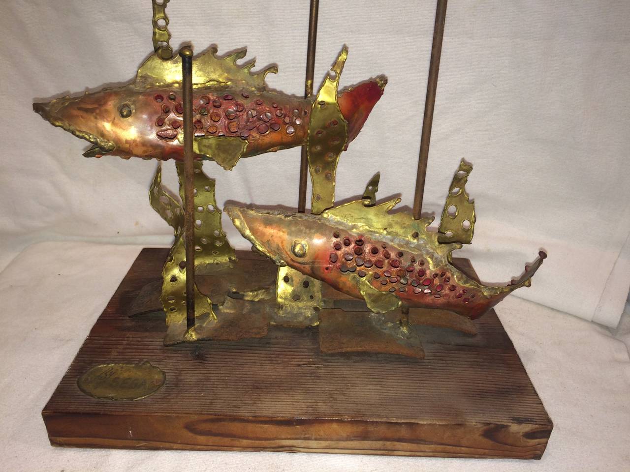 Mid-Century Modern Signed Brutalist Sculpture of Fish by Segal