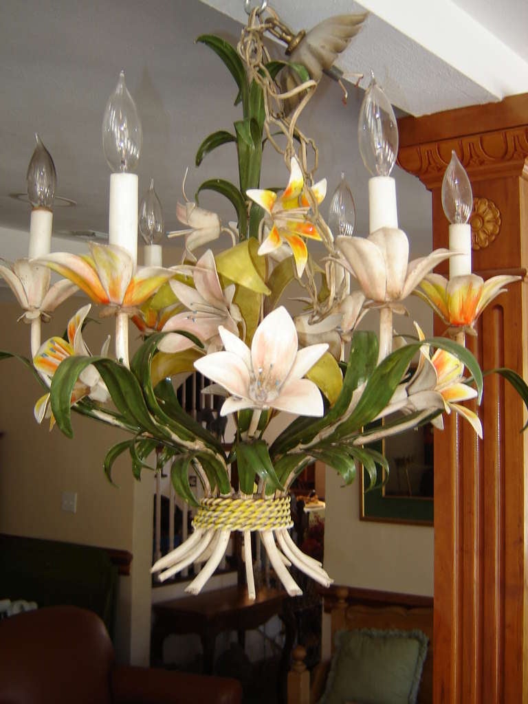 Italian Tole Floral Chandelier