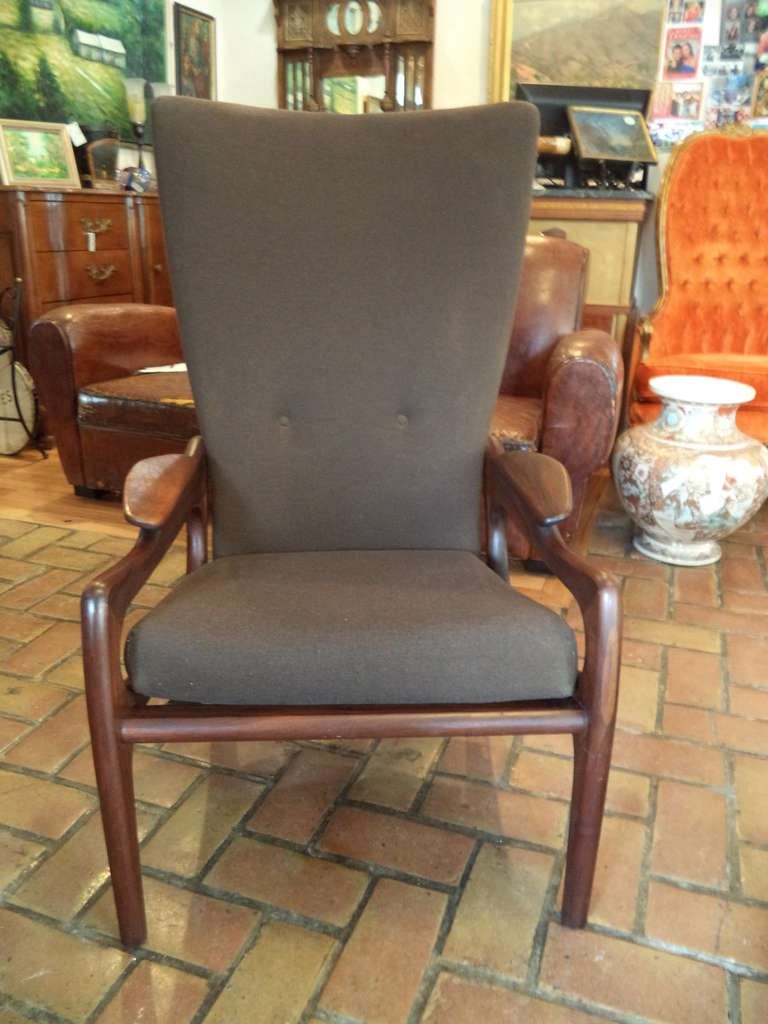 Adrian Pearsall Sculptural Wing Back Lounge Chair In Excellent Condition In Redding, CT