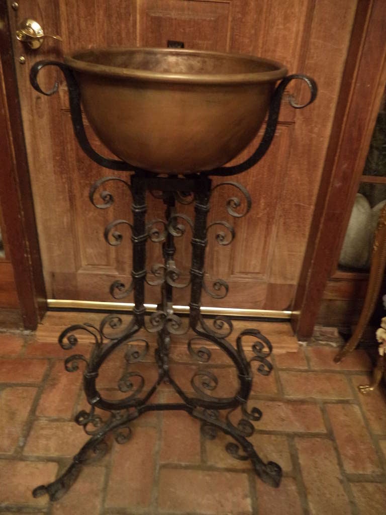 Hand-Forged Iron Plant Stand in the Manner of Samuel Yellin 1