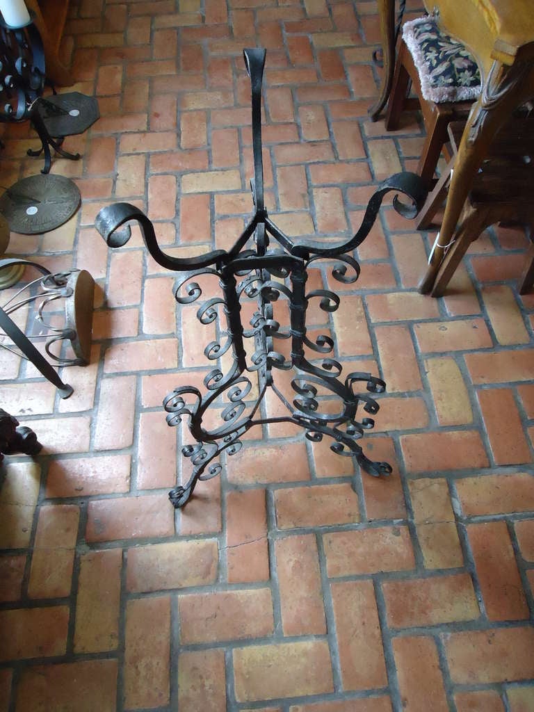 American Hand-Forged Iron Plant Stand in the Manner of Samuel Yellin