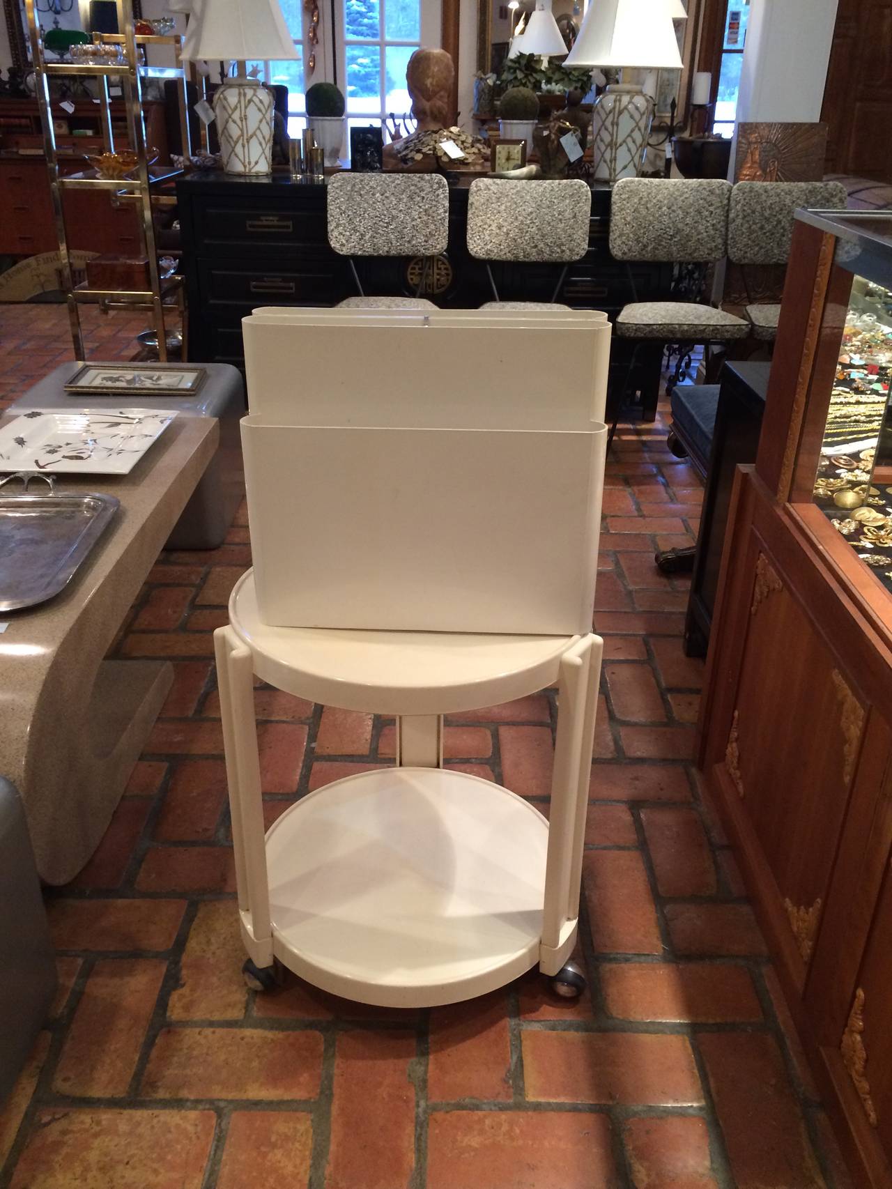 Giotto Stoppino for Kartell  round bar cart/table on wheels In Good Condition In Redding, CT