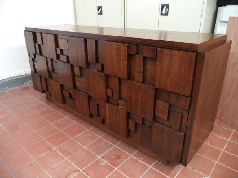 Mid-Century Modern Mid Century Modern Paul Evans Inspired Brutalist Mosaic Credenza by Lane