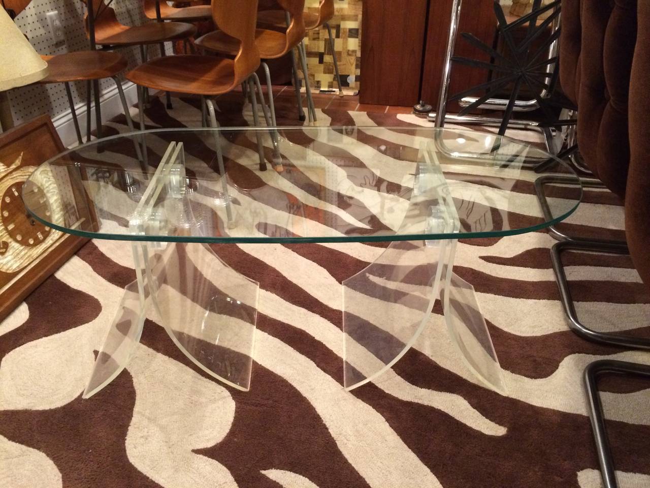 American Lucite and Glass Coffee Table