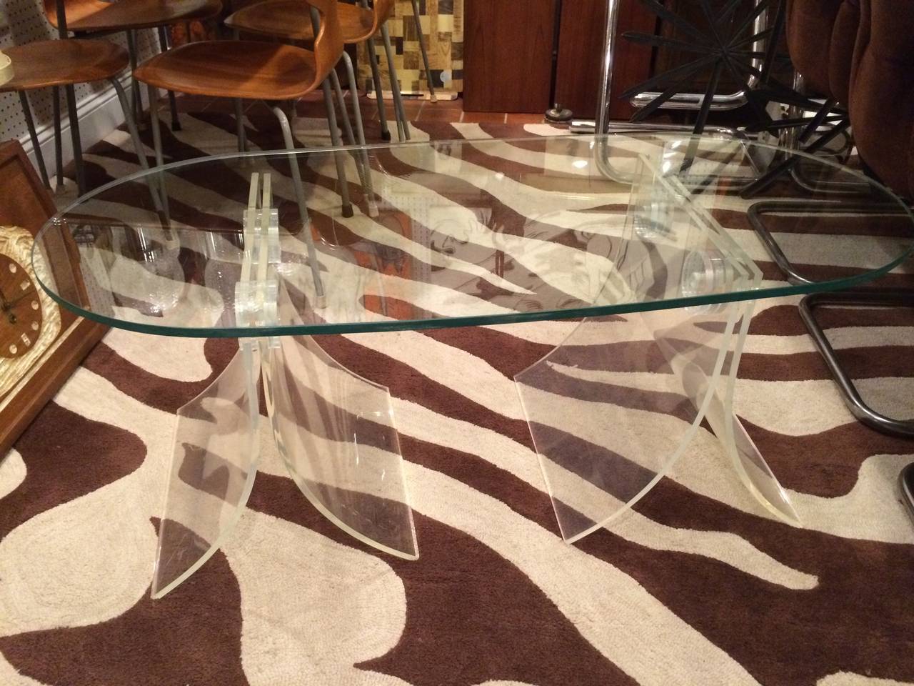 Late 20th Century Lucite and Glass Coffee Table