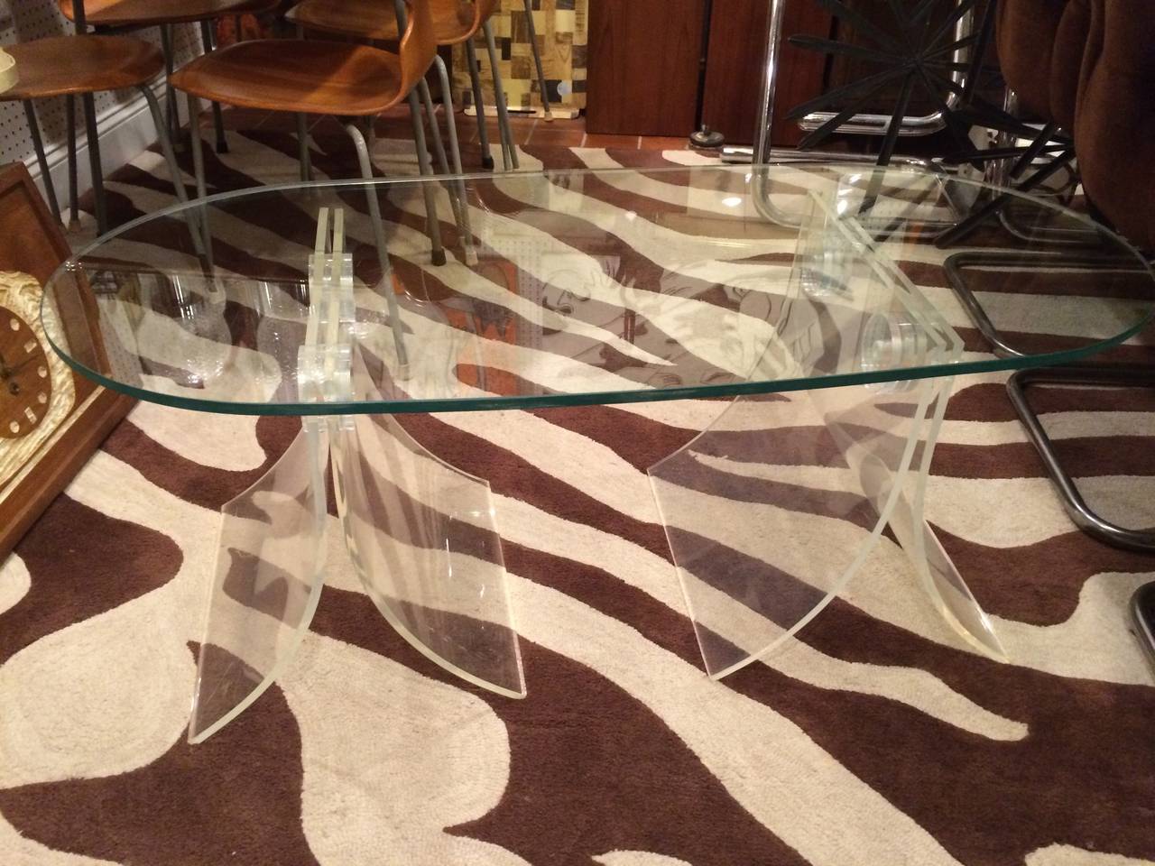 Lucite and Glass Coffee Table 1