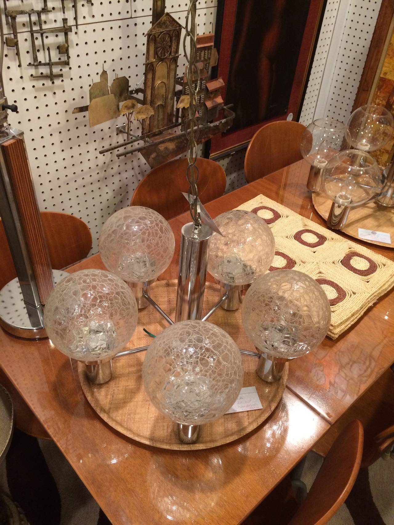Glass Mid-Century Modern Chrome Sputnik Chandelier 