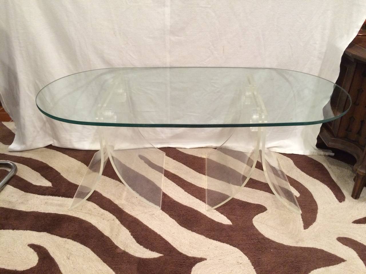 Hollywood Regency Lucite and Glass Coffee Table