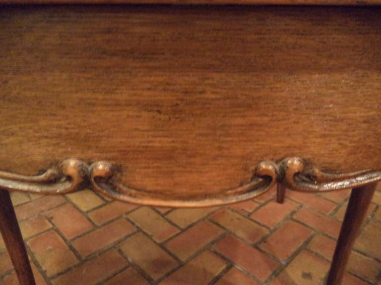 French Antique Carved Oak Game Table