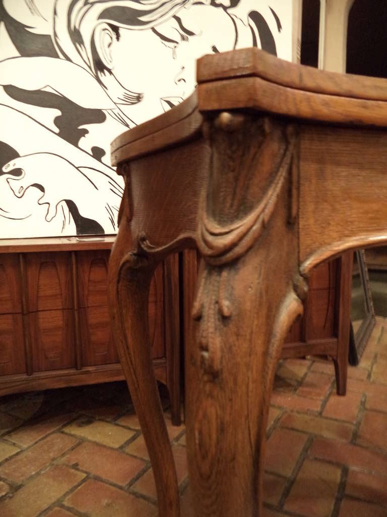 Antique Carved Oak Game Table 1