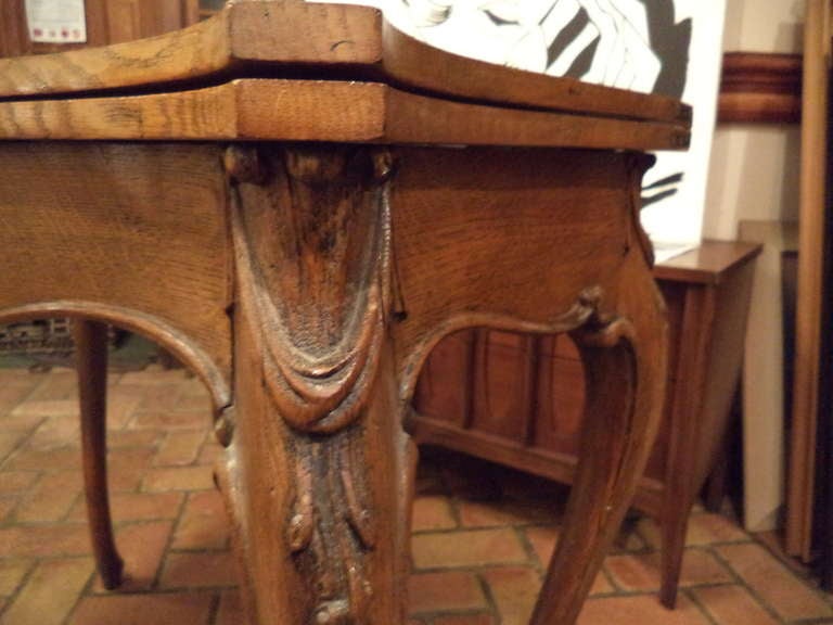 Antique Carved Oak Game Table 2