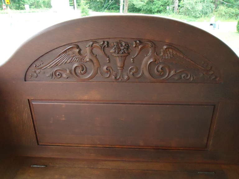 Antique Oak Settee or Hall Bench 2