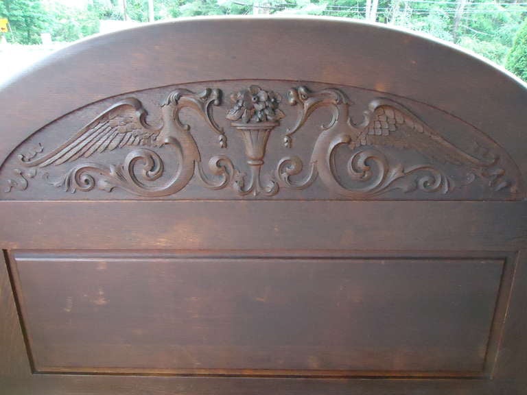 Antique Oak Settee or Hall Bench 1