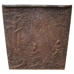 Antique Early Fireback with Carvings of Indians