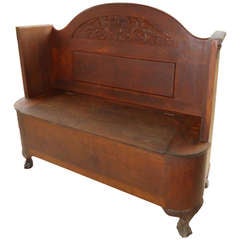 Antique Oak Settee or Hall Bench