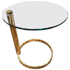 Pace Round Brass and Glass Side Table