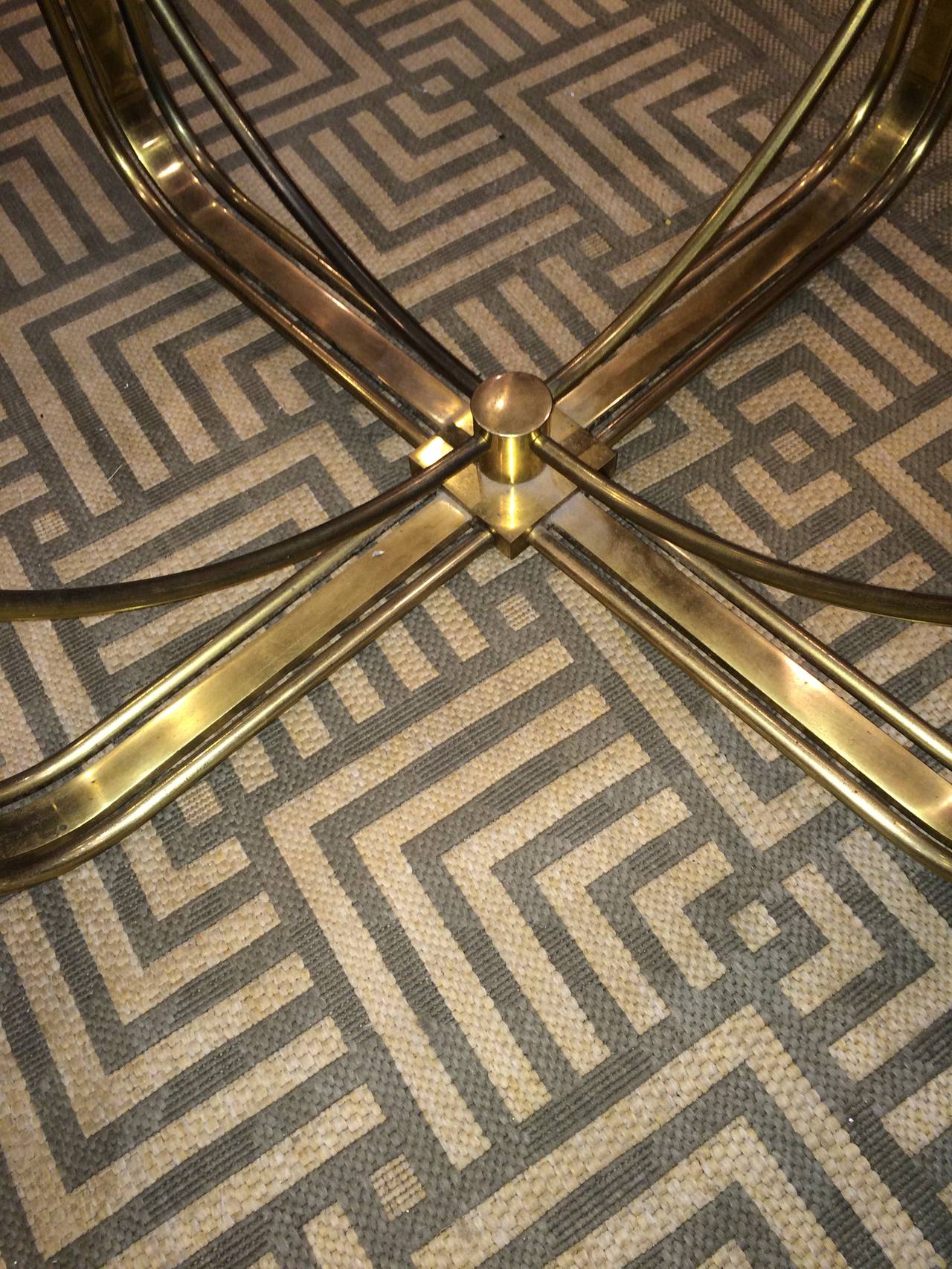 Hollywood Regency Solid Brass and Glass Table 1