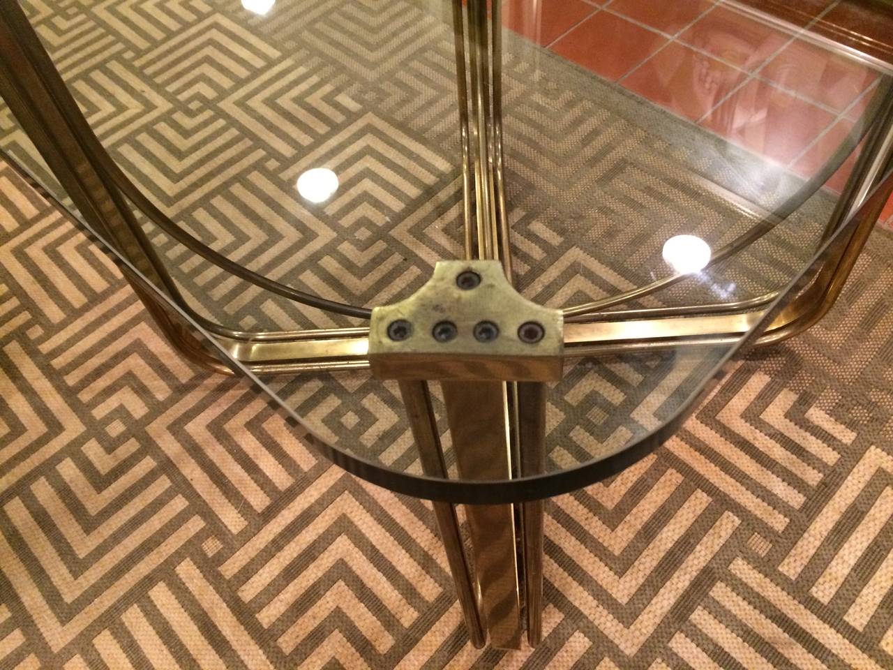 Hollywood Regency Solid Brass and Glass Table 5