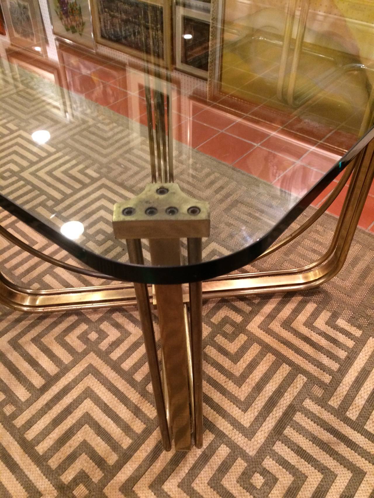 Hollywood Regency Solid Brass and Glass Table 4