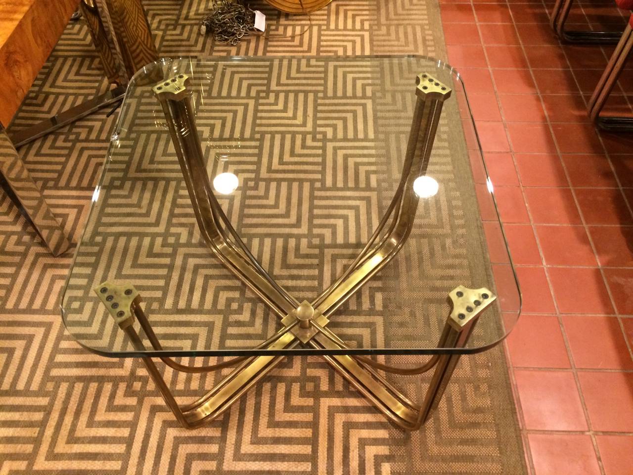 Hollywood Regency Solid Brass and Glass Table 3