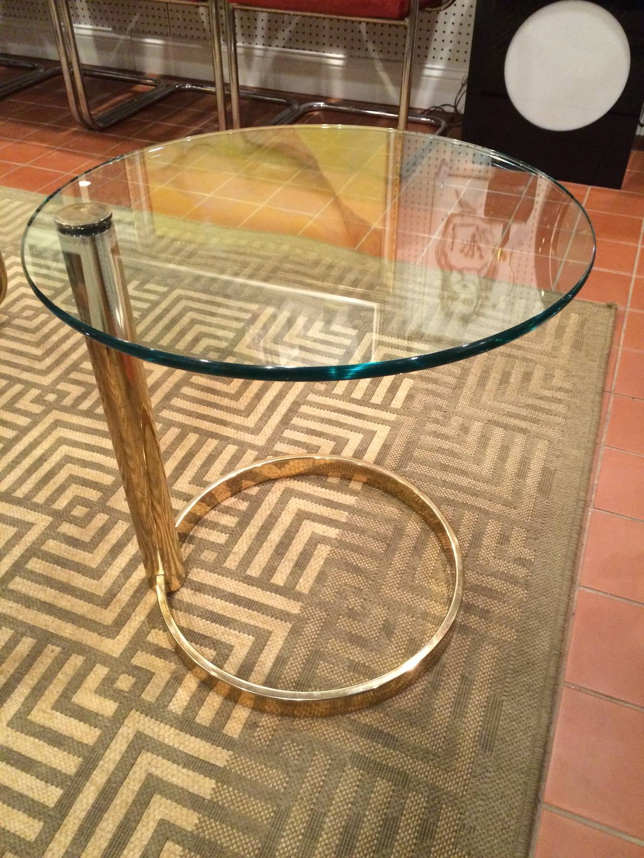Pace Round Brass and Glass Side Table