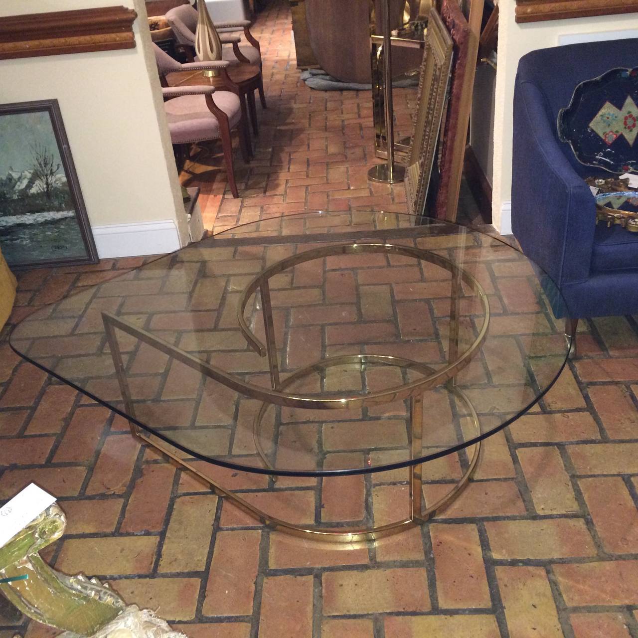 Hollywood Regency Brass and Glass Coffee Table 3