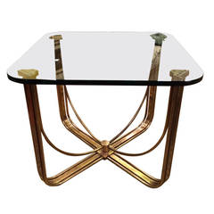 Hollywood Regency Solid Brass and Glass Table