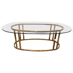 Hollywood Regency Brass and Glass Coffee Table