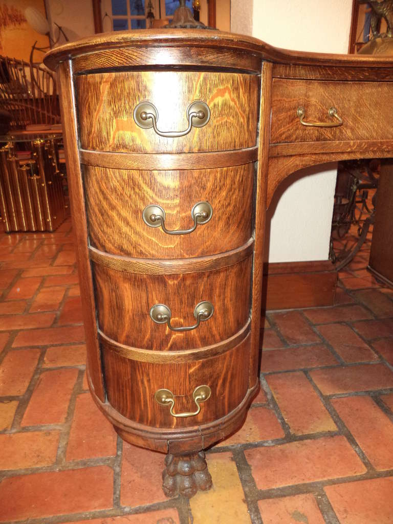 Antique Oak Kidney Shaped Desk 2