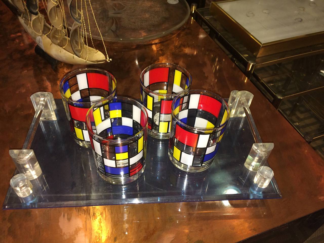 George Briard Glasses ala Andy Warhol .Set of 4 signed glasses with their iconic pop culture design of the 60's.