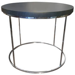 Milo Baughman Round Chrome Side Table